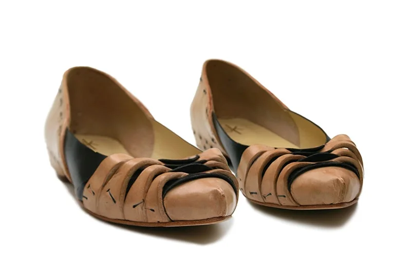 Roga-shoes-2 Weavon vegatble tanned leather counters