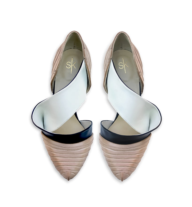 spiral shoes up Sculptural Leather shoe design in high heels pumps
